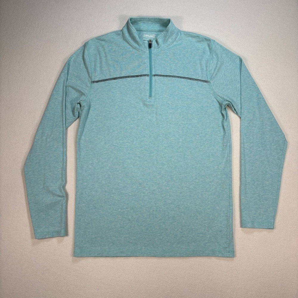 Cariloha Performance 1/4 Zip Men's‎ S Blue Bamboo Fit Organic Cotton Sweatshirt